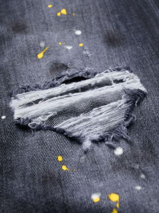 paint splatter-effect cropped jeans展示图