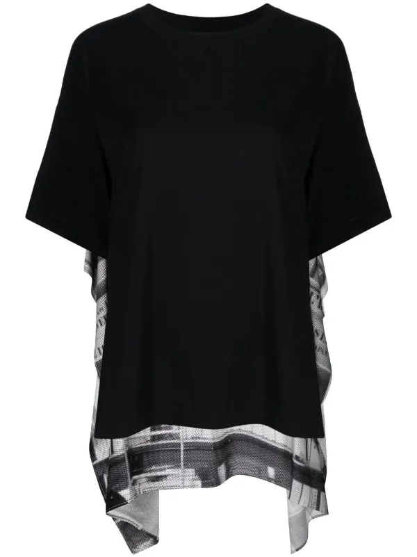 Mm6 Maison Margiela Black Printed Layered T Shirt For Women S62gd0081stj327 At Farfetch Com