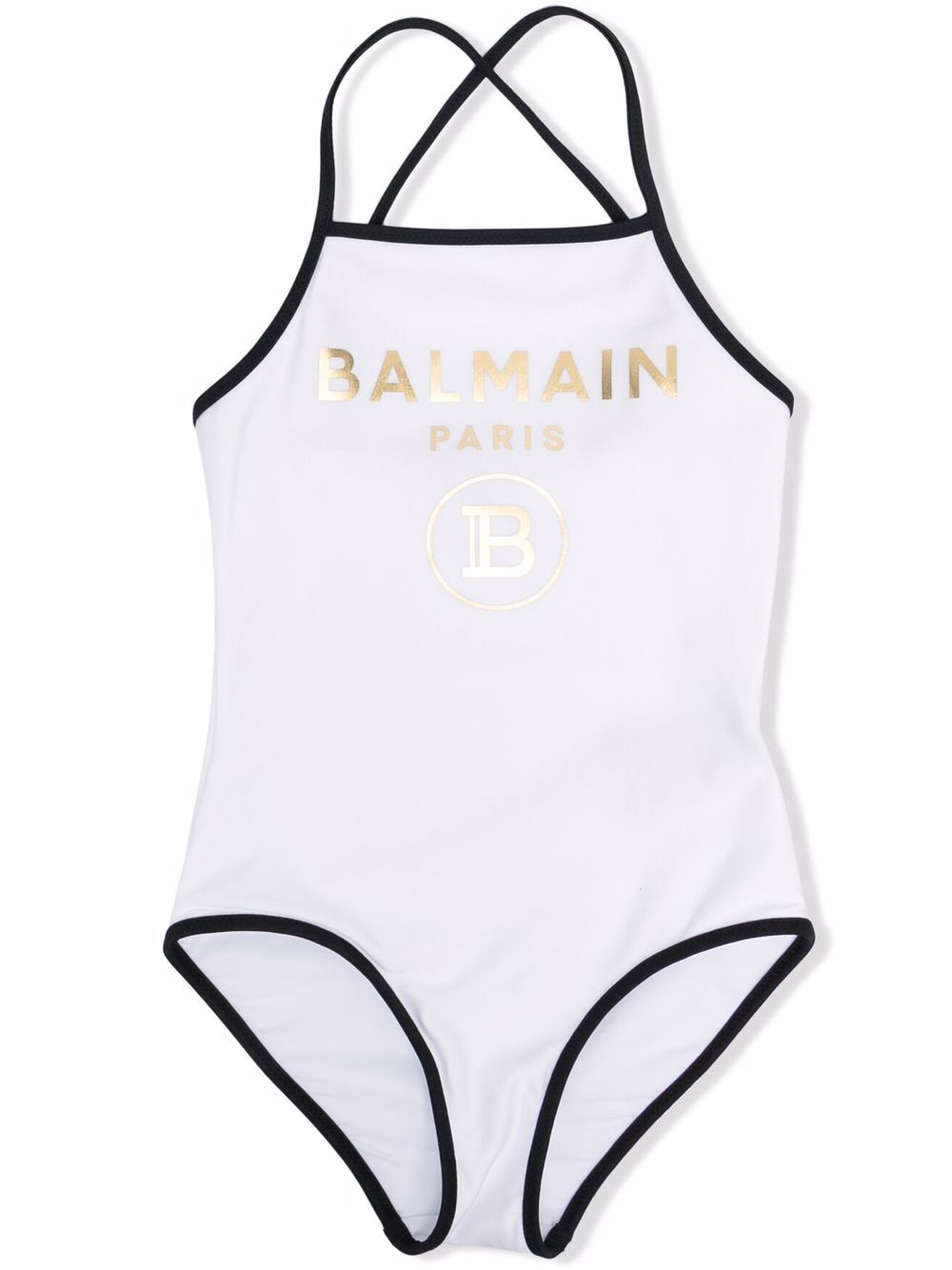 фото Balmain kids купальник с перекрестными бретелями и логотипом