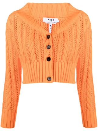 MSGM Cropped cable-knit Cardigan - Farfetch