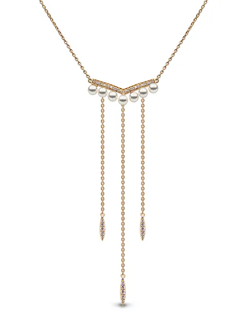 Yoko London 18kt yellow gold Trend freshwater pearl and diamond necklace