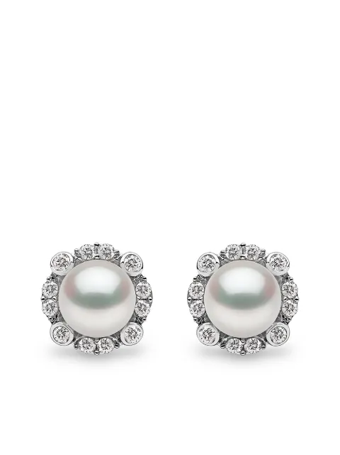 Yoko London aretes Trend en oro blanco de 18kt con diamante y perla