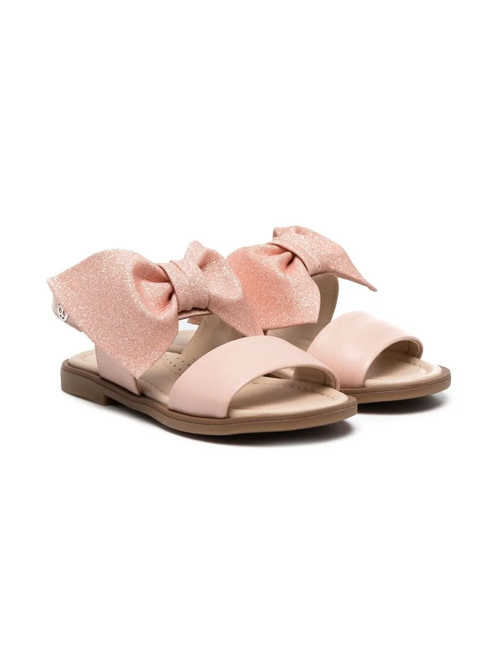 Florens Bow-detailed Artificial Leather Sandals In Pink