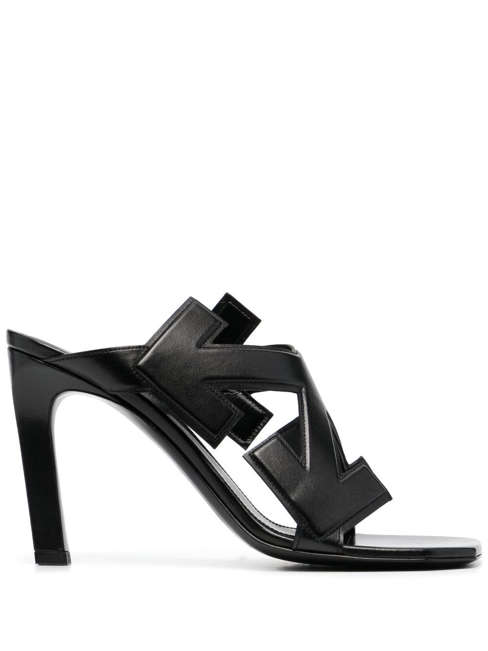 Off-white Arrows Motif Leather Mules In Black