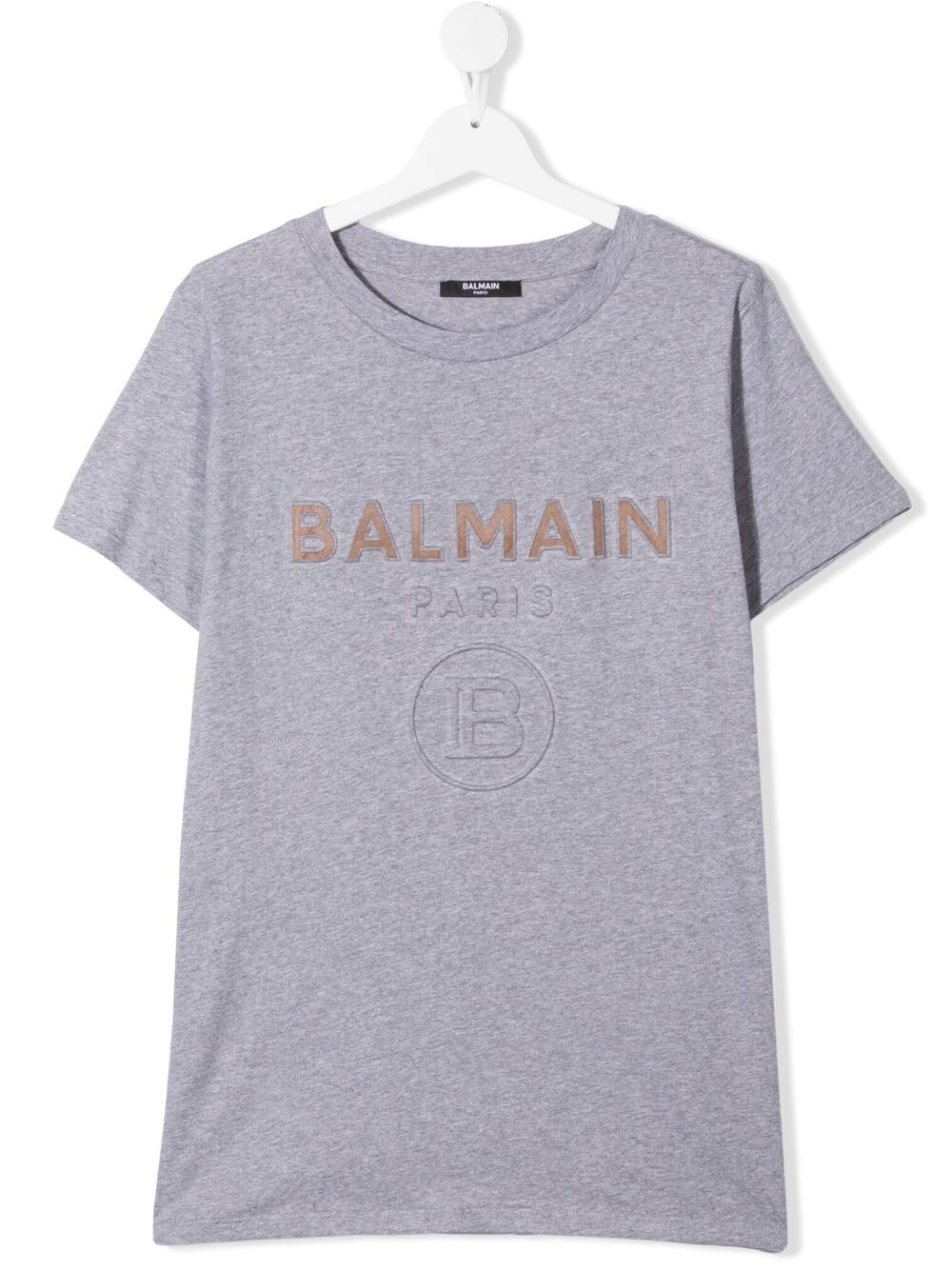 Balmain Teen Logo Print T-shirt In Grey