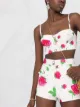 Alessandra Rich rose print high waist shorts