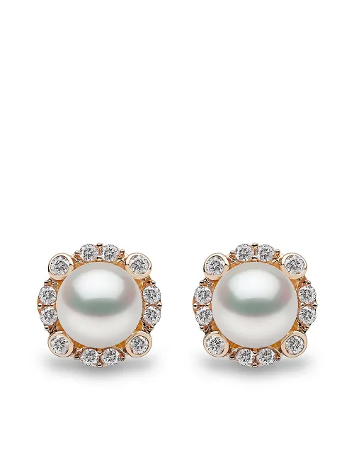 Puces d'oreilles Trend en 18ct ornées de perles et de diamants - Yoko London - Modalova