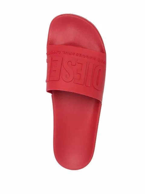 Diesel embossed-logo Pool Sliders - Farfetch