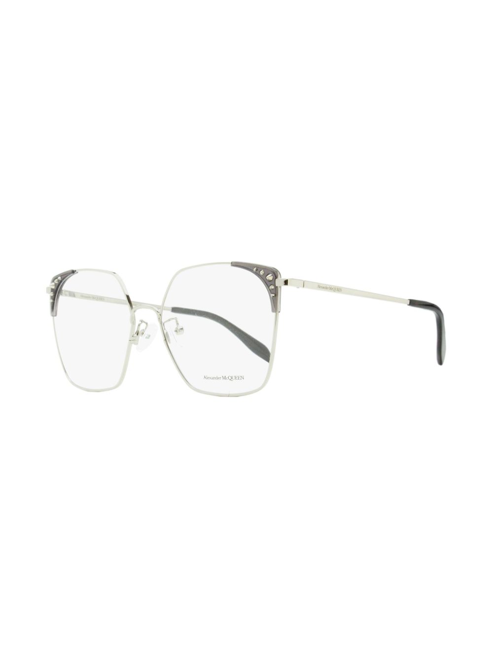 Alexander McQueen Eyewear studded oversized frame glasses - Silver