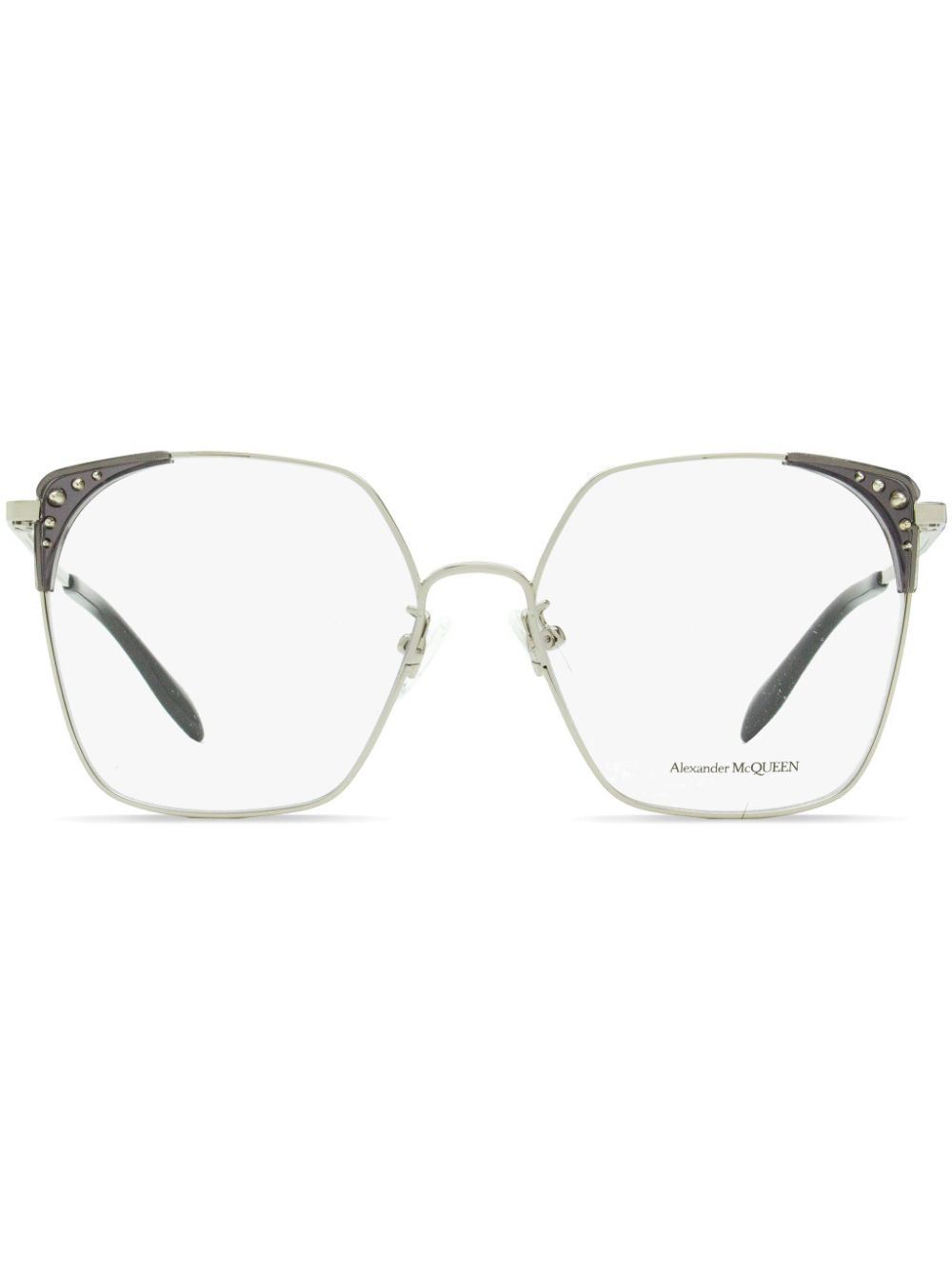 Alexander McQueen Eyewear studded oversized frame glasses - Silver