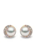 Yoko London 18kt yellow gold Trend freshwater pearl and diamond stud earrings
