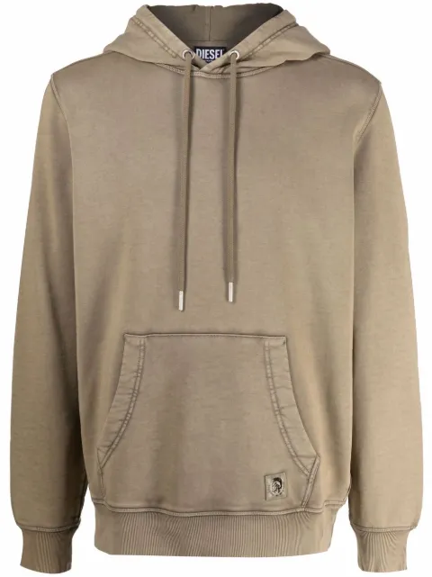 Diesel logo-patch garment-dyed hoodie