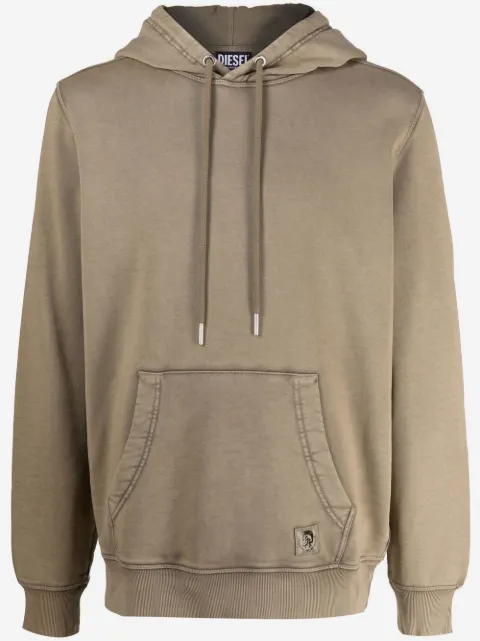 Diesel logo-patch garment-dyed hoodie