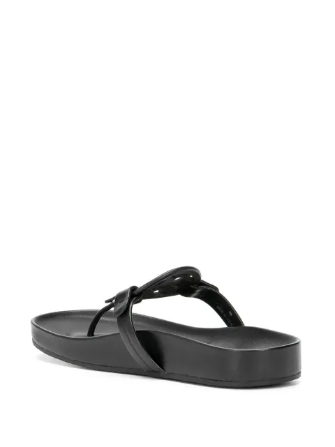 tory burch women's black leather cloud miller sandals shoes 10