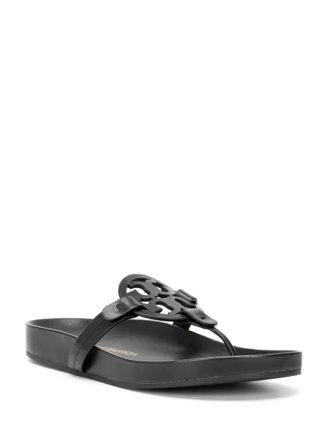 tory burch women's black leather cloud miller sandals shoes 10