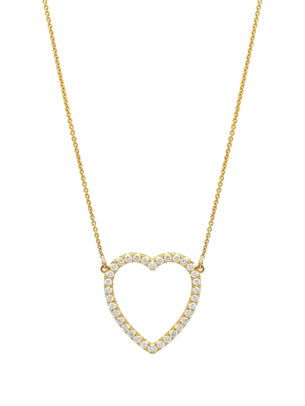 Jennifer Meyer 18k Yellow Gold Open Heart Diamonds Necklace In Gold