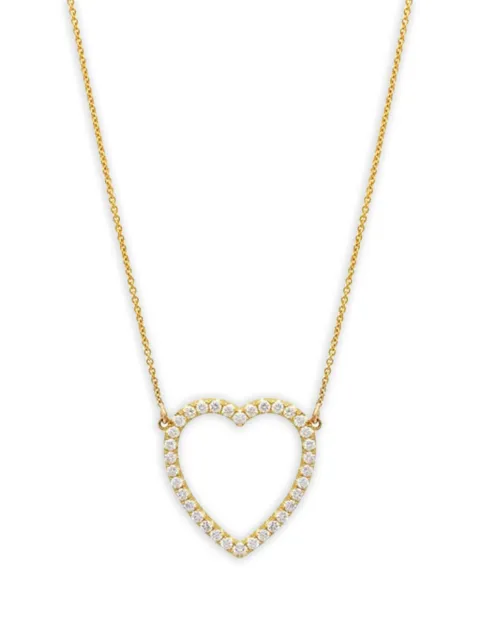 Jennifer Meyer 18K yellow gold Open Heart diamonds necklace