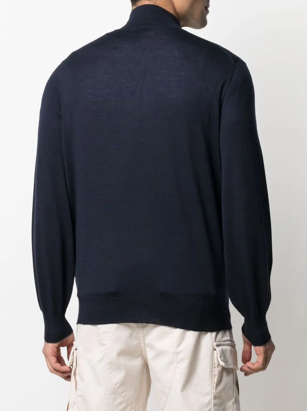 Brunello Cucinelli Trui met halve rits Blauw