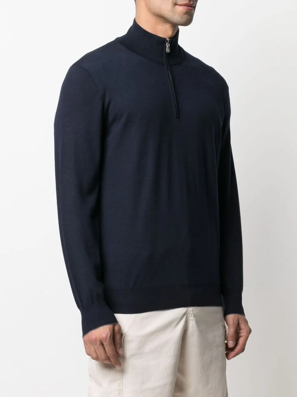 Brunello Cucinelli Trui met halve rits Blauw