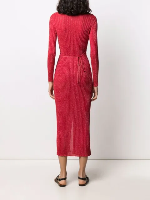 Shop red Antonella Rizza sparkle ribbed-knit wrap dress with Express ...