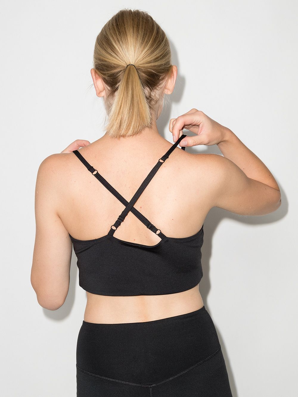 Shop Girlfriend Collective Juliet Crossover-straps Sports Bra In Black