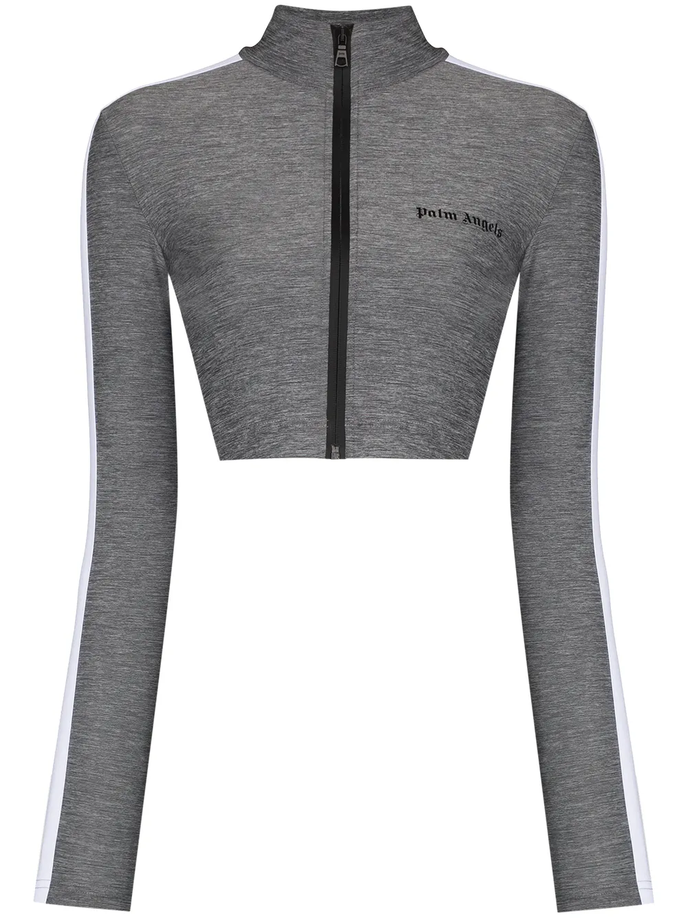 Image 1 of Palm Angels logo print zipped cropped top