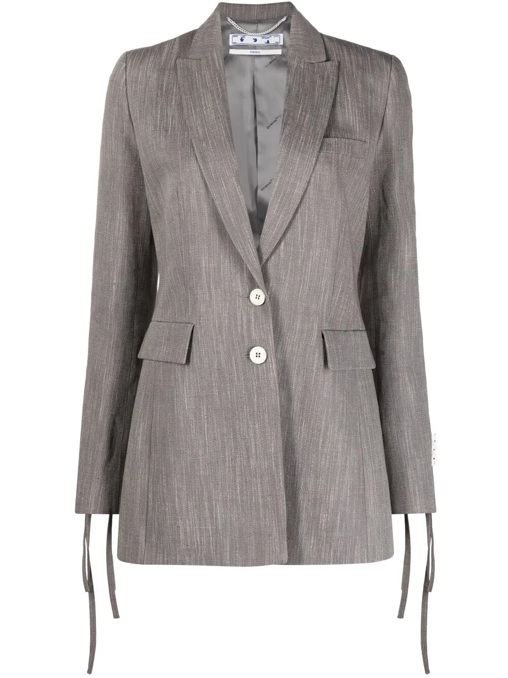 Off-white Logo-print Single-breasted Blazer In Grey
