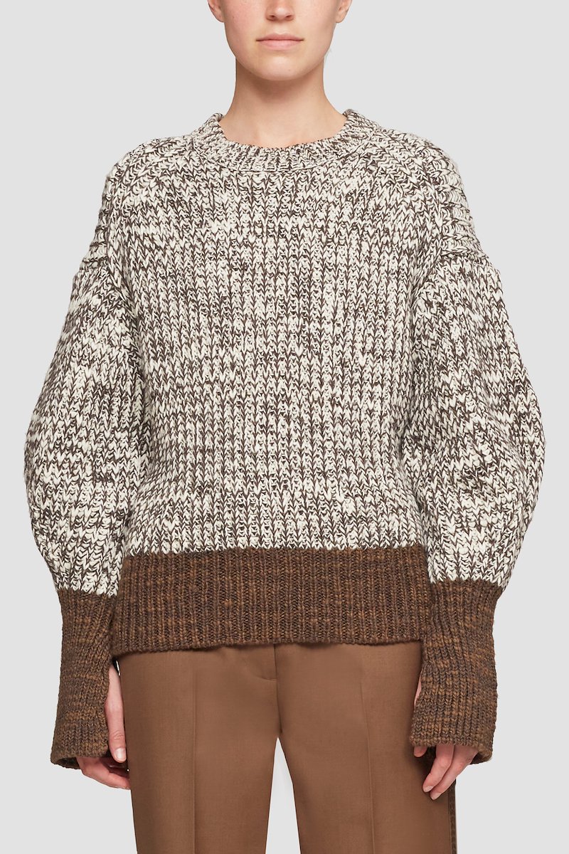 Chunky Knit Cropped Crewneck Sweater-grey #0 Chunky Knit Cropped Crewneck Sweater, null- 2