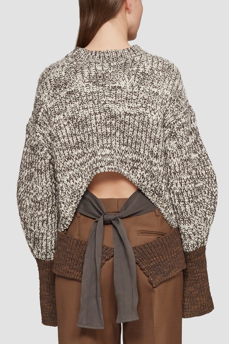 Chunky Knit Cropped Crewneck Sweater-grey #0 Chunky Knit Cropped Crewneck Sweater, null- 4