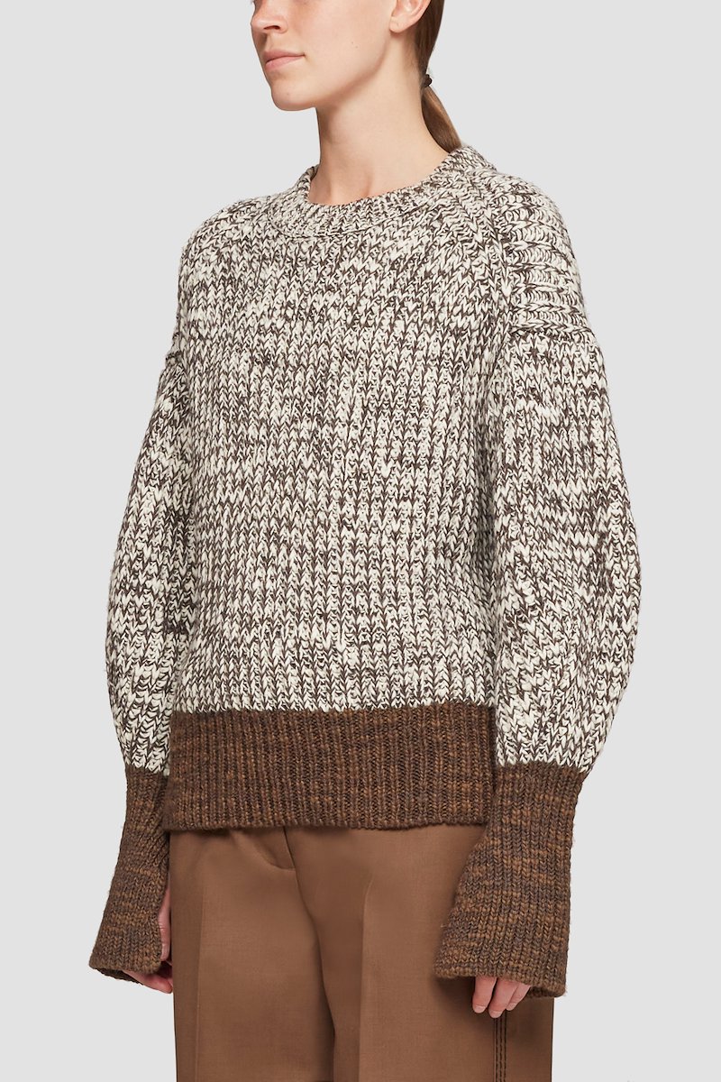 Chunky Knit Cropped Crewneck Sweater in grey | 3.1 Phillip Lim Official ...