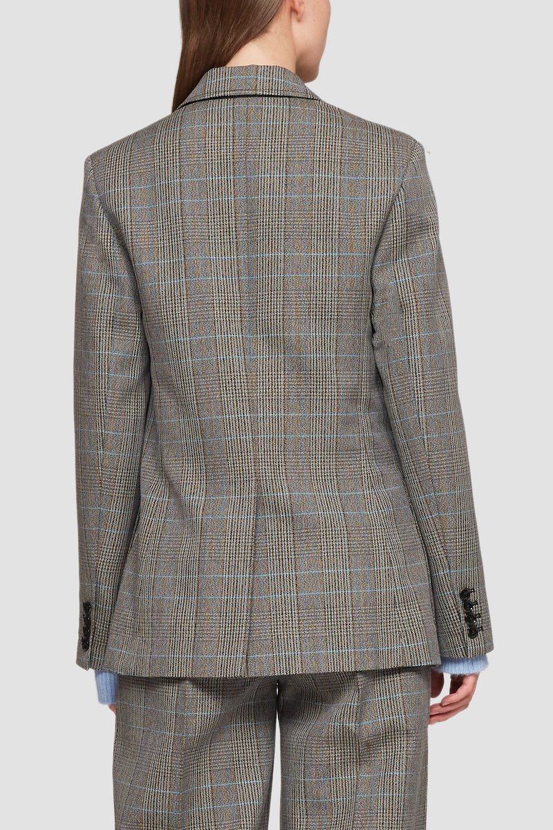 Check Slit Blazer-grey #1 Check Slit Blazer, check-pattern single-breasted blazer from 3.1 PHILLIP LIM featuring multicolour, wool blend, check pattern, notched lapels, chest welt pocket, front button fastening, long sleeves, buttoned cuffs and two front patch pockets.- 5