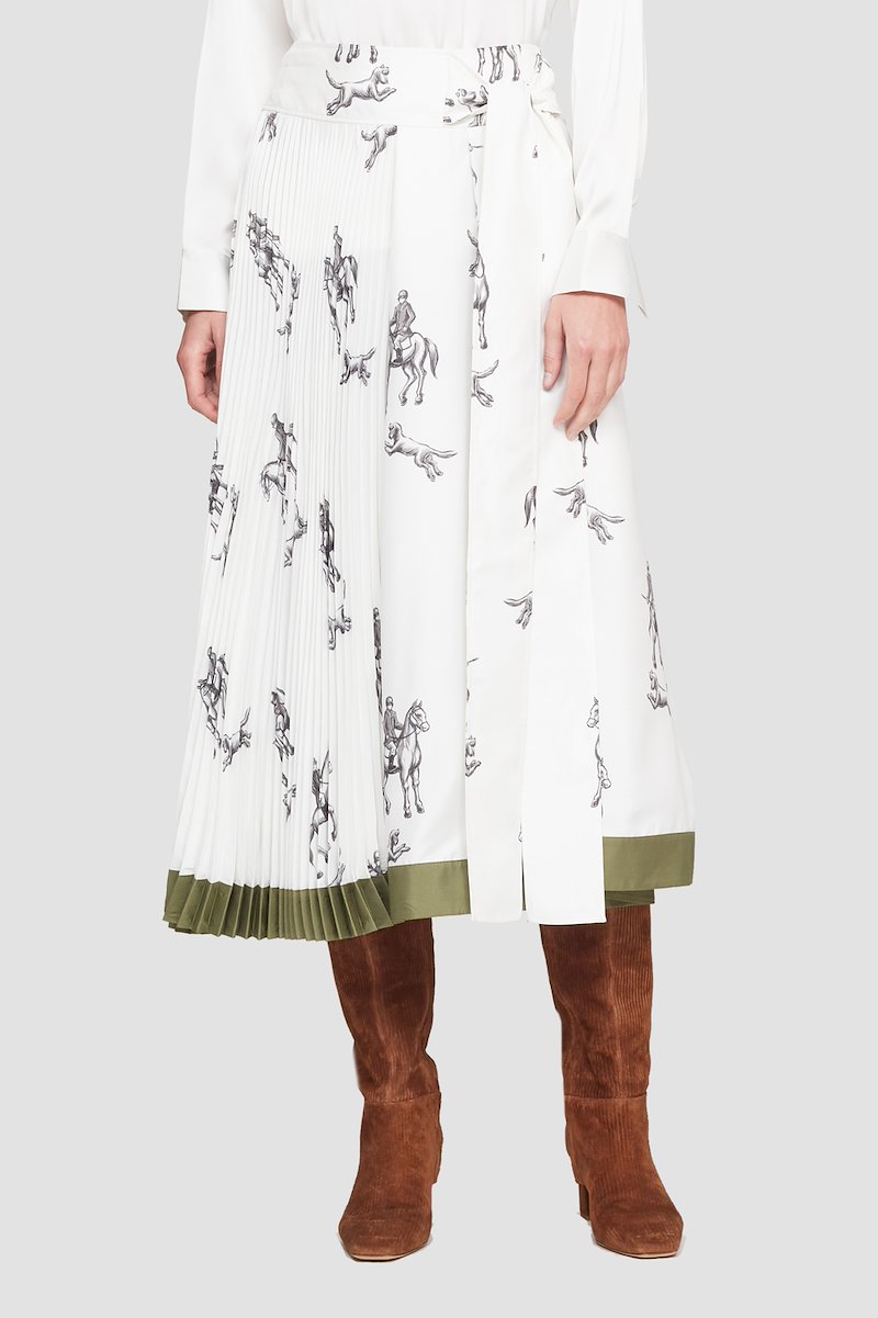 Hunting Print Pleated Skirt-white #1 Hunting Print Pleated Skirt, null- 1