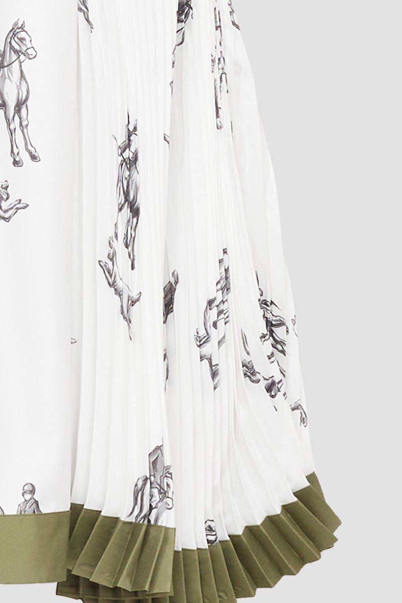 Hunting Print Pleated Skirt-white #0 Hunting Print Pleated Skirt, null- 4