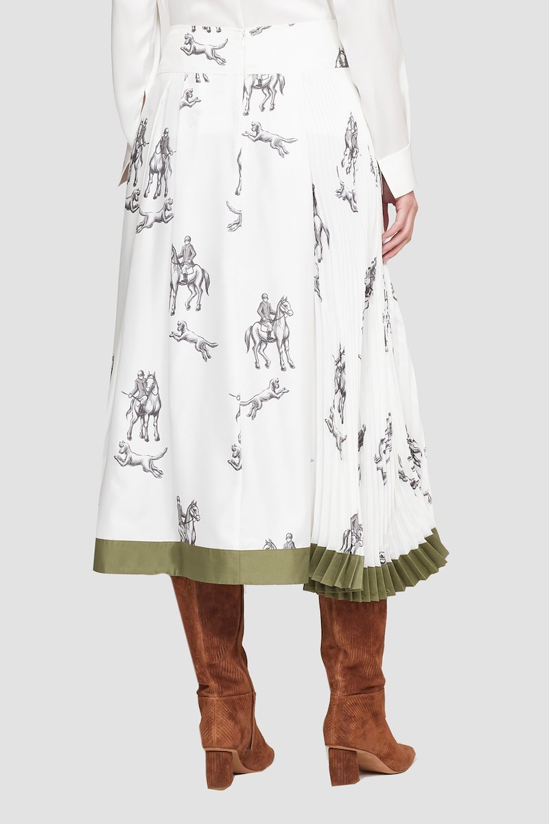 Hunting Print Pleated Skirt-white #1 Hunting Print Pleated Skirt, null- 3