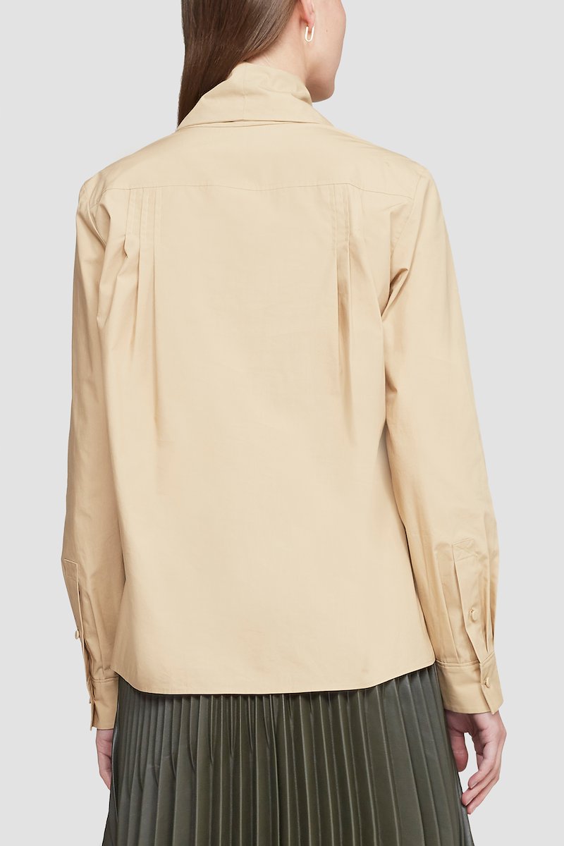 Long Sleeve Tie-Front Shirt-neutrals #1 Long Sleeve Tie-Front Shirt, Khaki cotton tie-front shirt from 3.1 PHILLIP LIM featuring poplin weave, epaulettes, front tie fastening, long sleeves, buttoned cuffs and curved hem.- 3