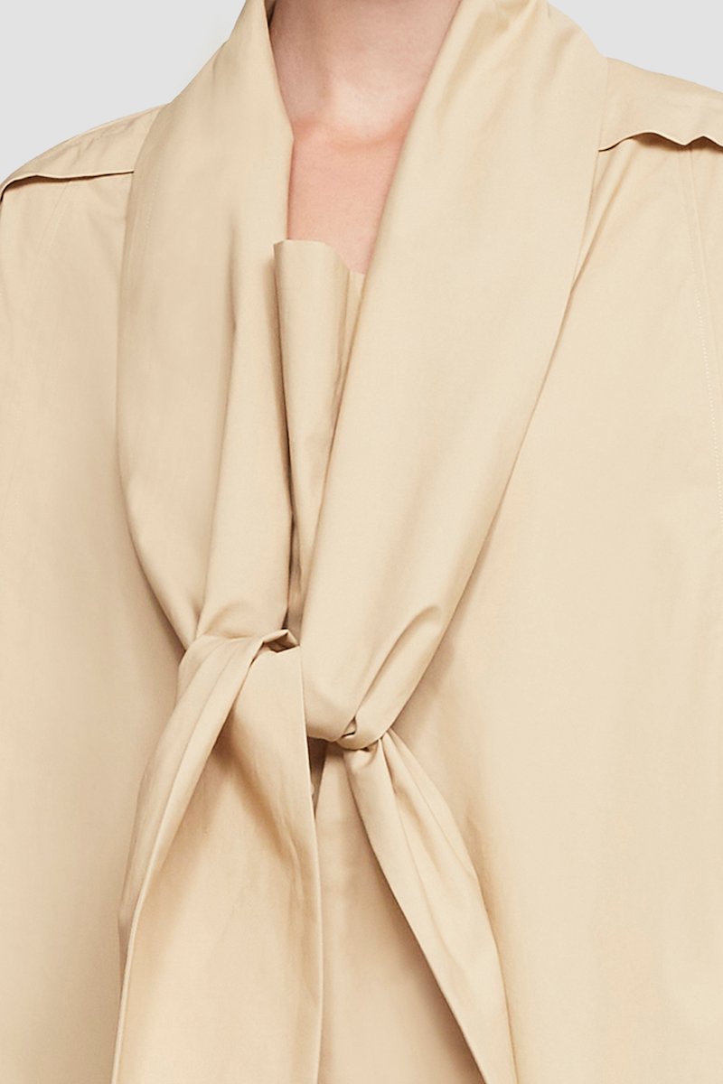 Long Sleeve Tie-Front Shirt-neutrals #0 Long Sleeve Tie-Front Shirt, Khaki cotton tie-front shirt from 3.1 PHILLIP LIM featuring poplin weave, epaulettes, front tie fastening, long sleeves, buttoned cuffs and curved hem.- 4
