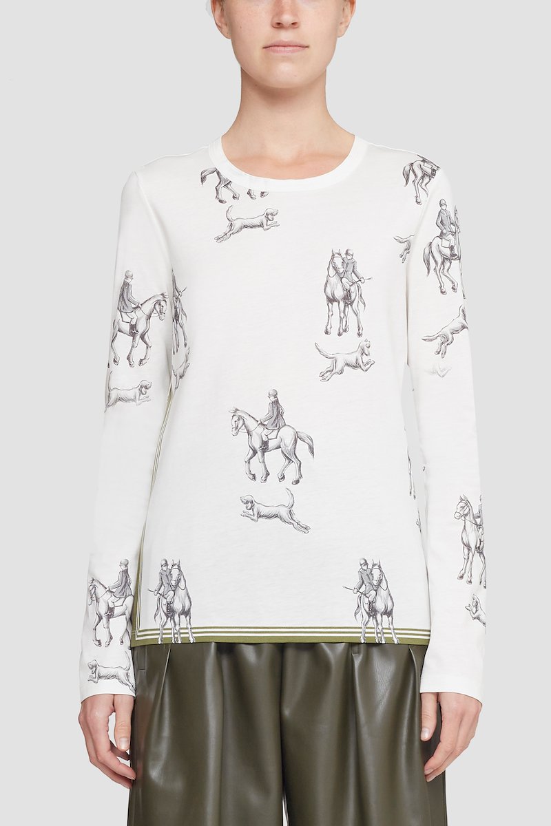 Hunting Print Long Sleeve T-Shirt-white #1 Hunting Print Long Sleeve T-Shirt, null- 1