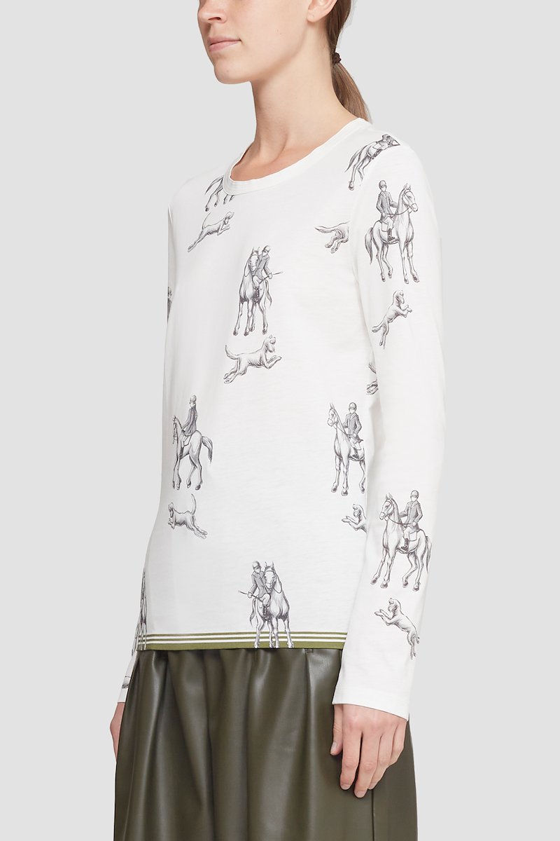 Hunting Print Long Sleeve T-Shirt-white #0 Hunting Print Long Sleeve T-Shirt, null- 2