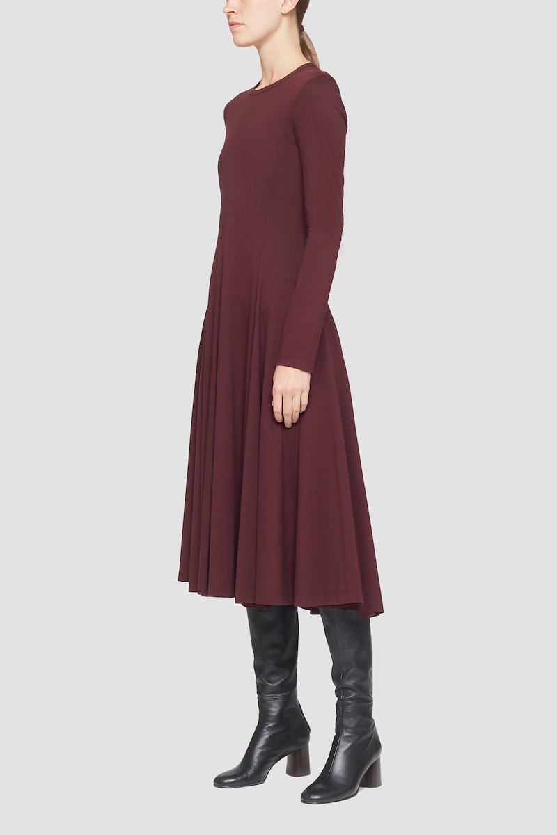 Long Sleeve Jersey Flare Dress-purple #1 Long Sleeve Jersey Flare Dress, null- 1