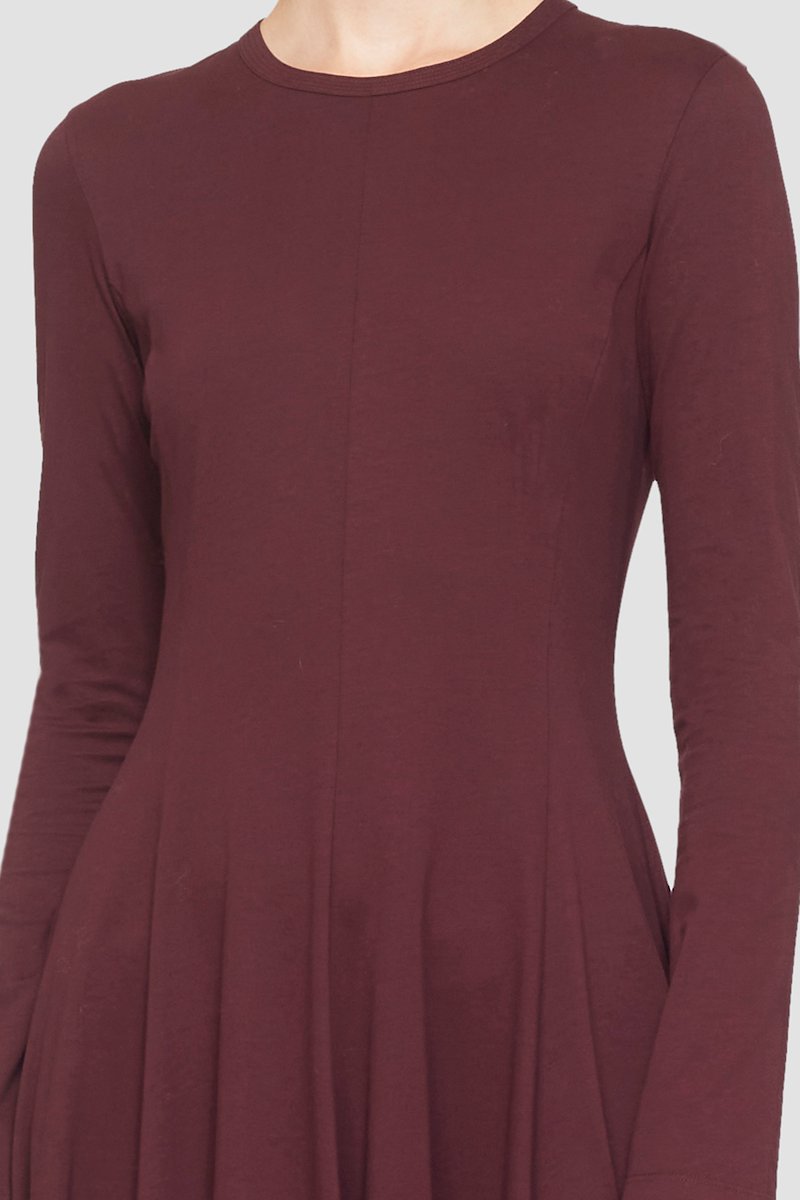 Long Sleeve Jersey Flare Dress-purple #1 Long Sleeve Jersey Flare Dress, null- 3