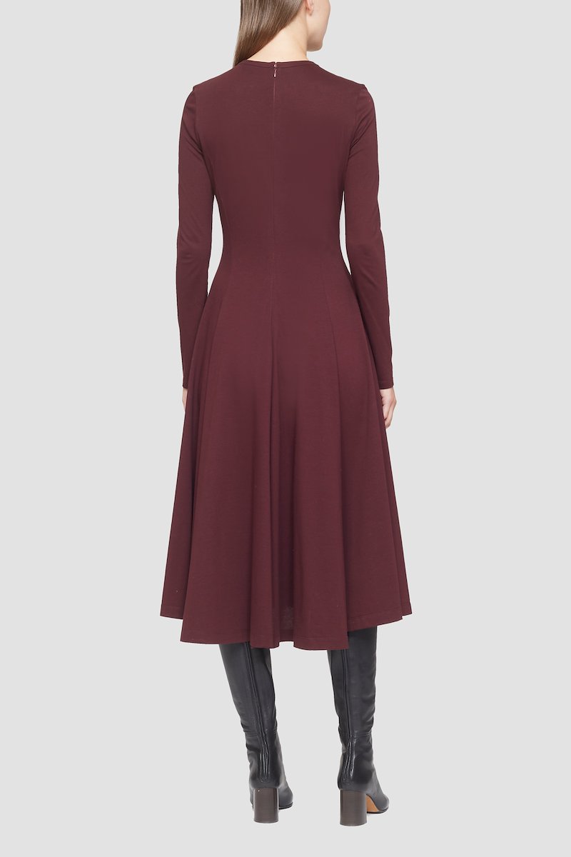 Long Sleeve Jersey Flare Dress-purple #0 Long Sleeve Jersey Flare Dress, null- 2