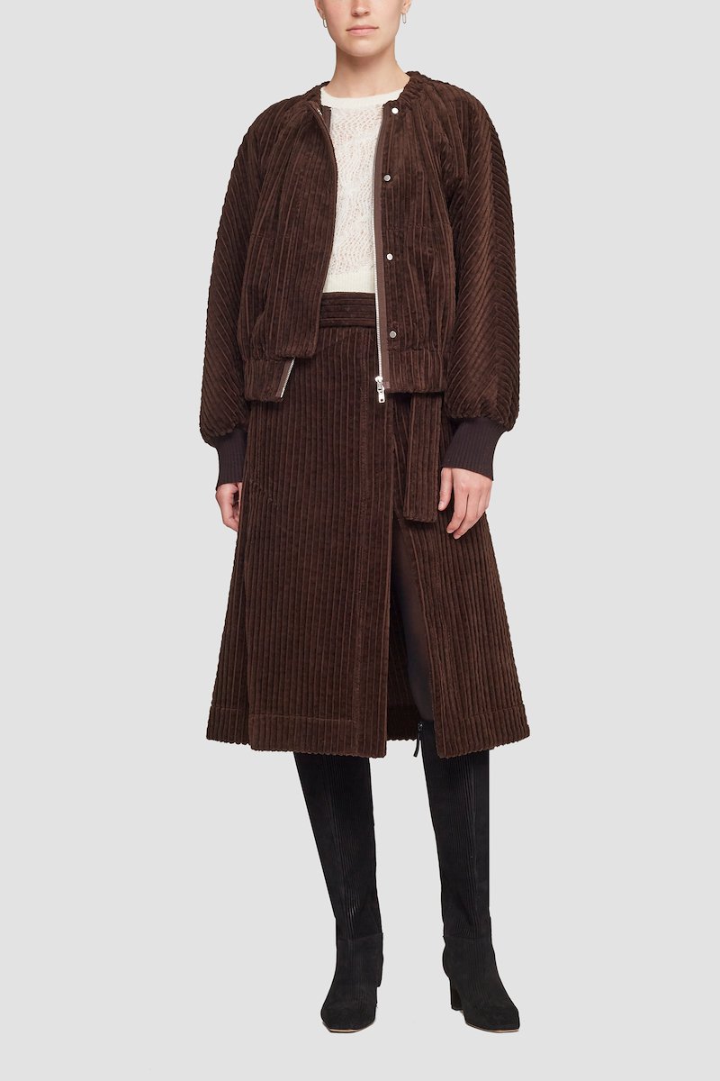 Utility Corduroy Ruched Collar Jacket-brown #0 Utility Corduroy Ruched Collar Jacket, null- 0