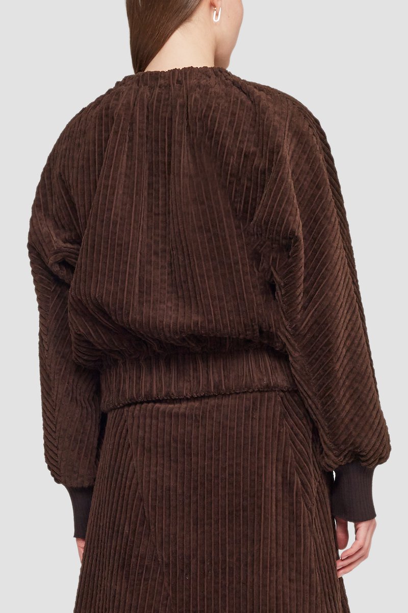 Utility Corduroy Ruched Collar Jacket-brown #0 Utility Corduroy Ruched Collar Jacket, null- 4