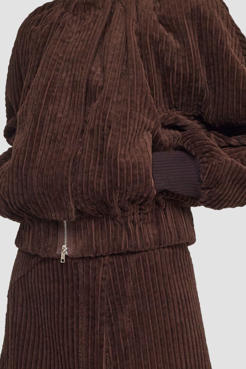 Utility Corduroy Ruched Collar Jacket-brown #1 Utility Corduroy Ruched Collar Jacket, null- 5