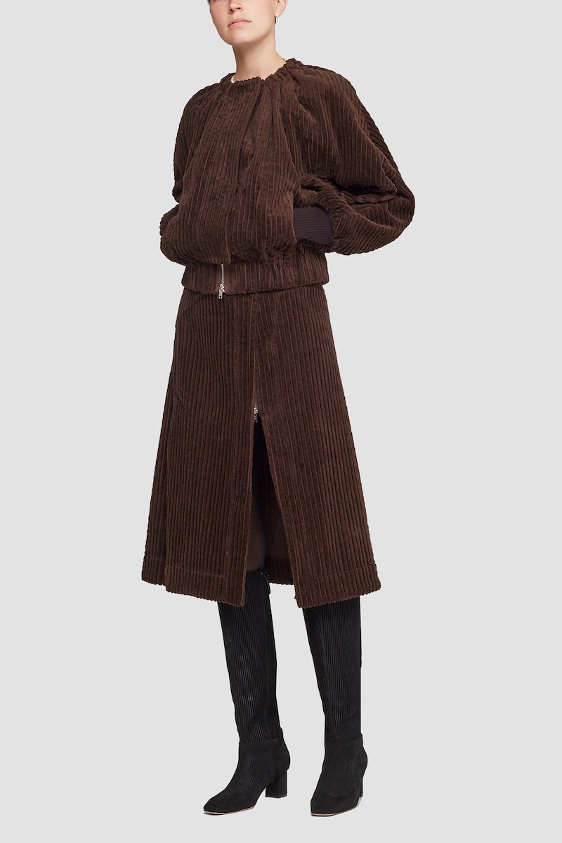 Utility Corduroy Ruched Collar Jacket-brown #1 Utility Corduroy Ruched Collar Jacket, null- 1
