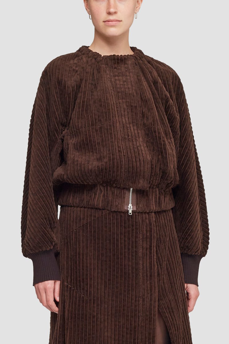 Utility Corduroy Ruched Collar Jacket-brown #0 Utility Corduroy Ruched Collar Jacket, null- 2