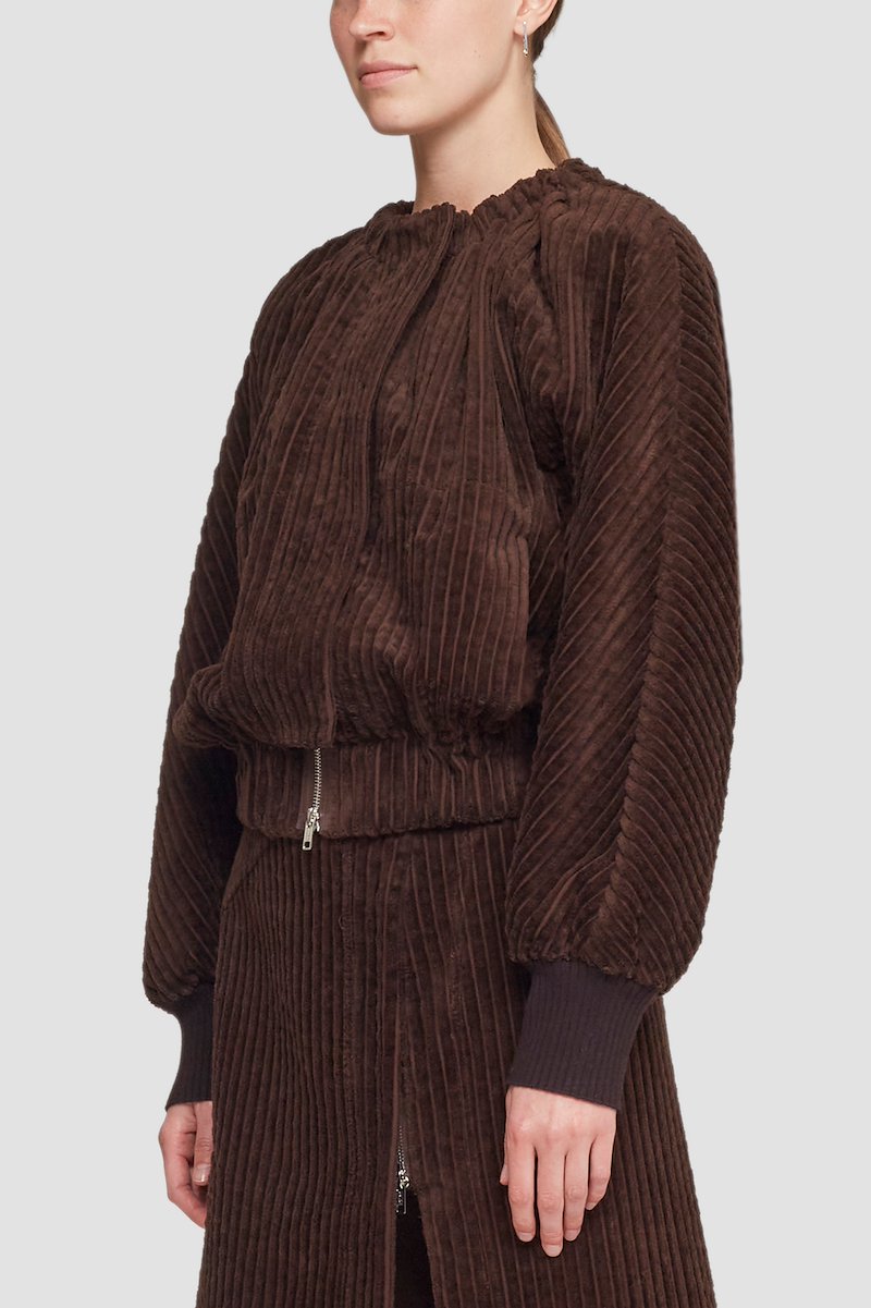 Utility Corduroy Ruched Collar Jacket-brown #1 Utility Corduroy Ruched Collar Jacket, null- 3