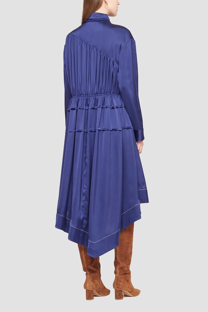 Scarf Neck Asymmetric Dress-blue #1 Scarf Neck Asymmetric Dress, null- 3