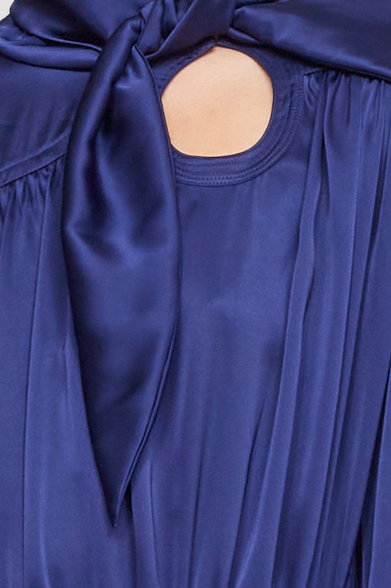 Scarf Neck Asymmetric Dress-blue #1 Scarf Neck Asymmetric Dress, null- 5