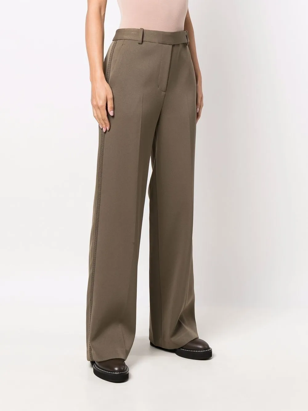 3.1 Phillip Lim Wide-leg Side-stripe Trousers In Brown